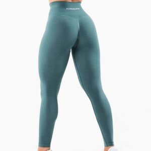 Alphalete Amplify Performance Leggings Green Full Length Size Medium
